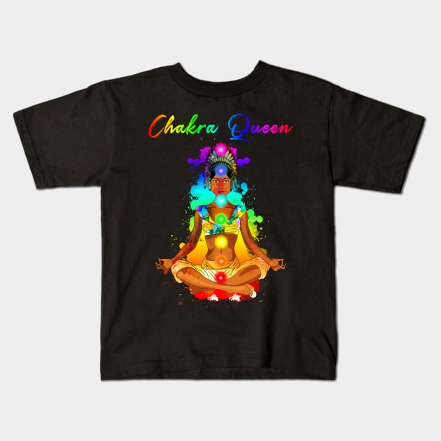 Chakra Queen Reiki Zen Meditation Spiritual Design Kids T-Shirt by Chakra Shine